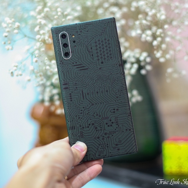 Skin dán điện thoại mẫu 3M vân nổi mạch điện xanh Electric Board
