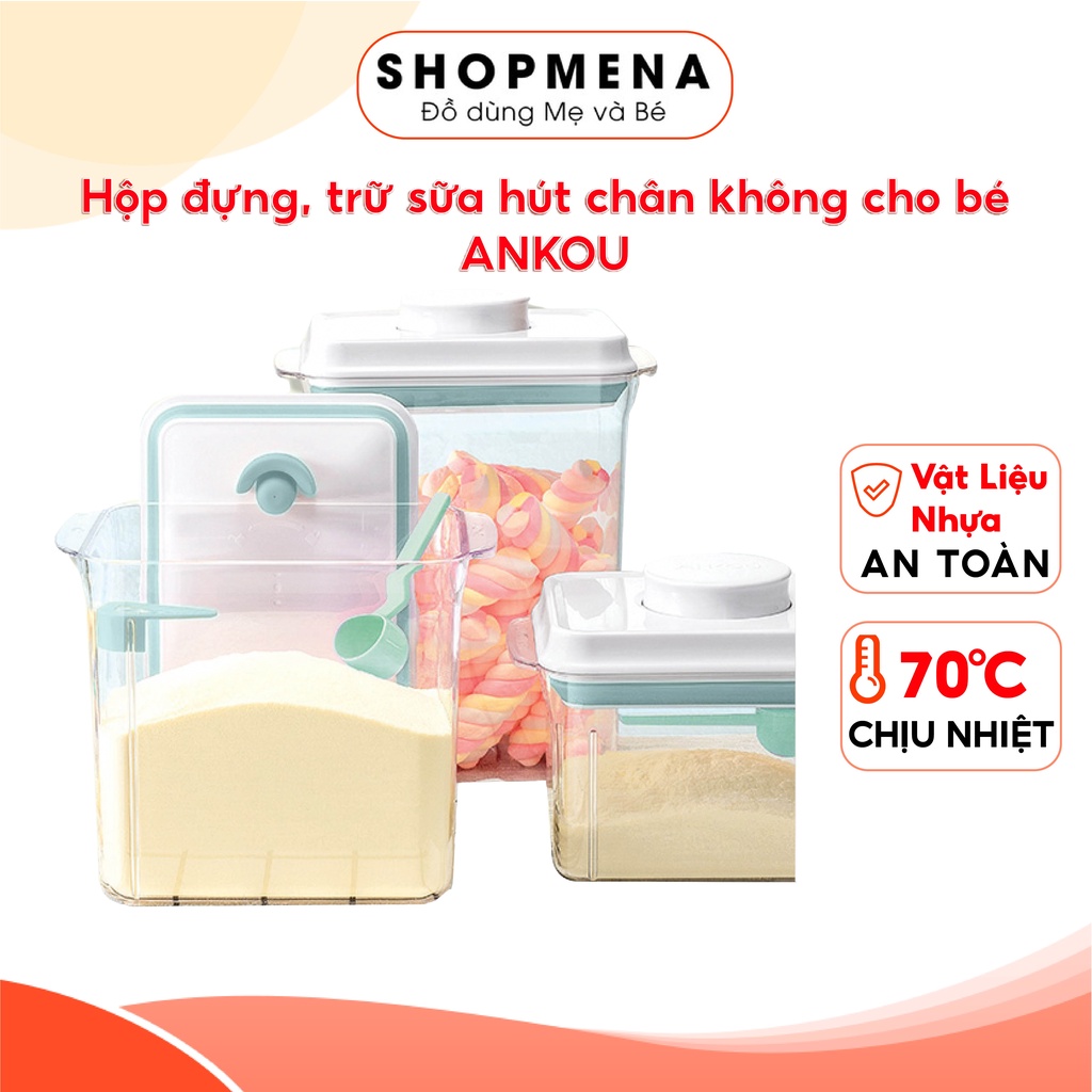 Hộp Đựng Sữa Bột Cho Bé ANKOU Nắp Khóa Hút Chân Không Chất Liệu Nhựa Cao Cấp Dung Tích 2.3L Loại 1