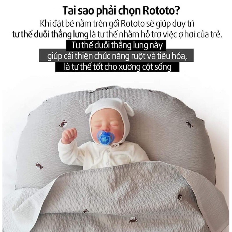 Rototo bebe gối chống trào vỏ gối Cotton - Có bán lẻ vỏ gối