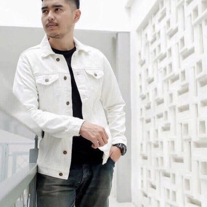 Áo khoác jean trắng Oversize mã-655 chất lượng cao cho nam
