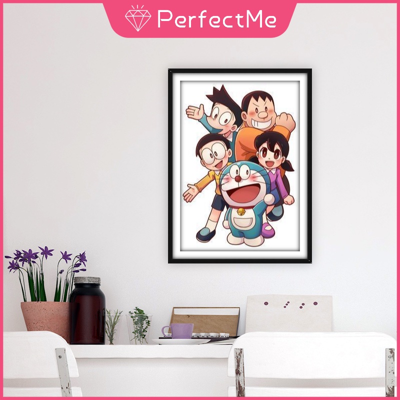 Bộ tranh đính đá 5D họa tiết hoạt hình Doraemon độc đáo DIY ​Tranh nghệ thuật treo tường trang trí kích thước 30 X 40cm