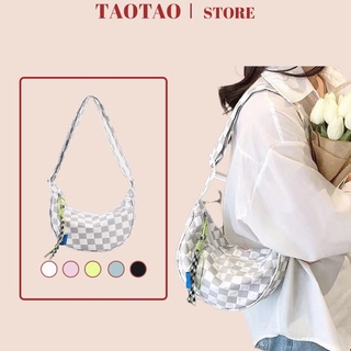 túi đeo chéo nữ bàn cờ túi bao tử vải vintage bàn cờ