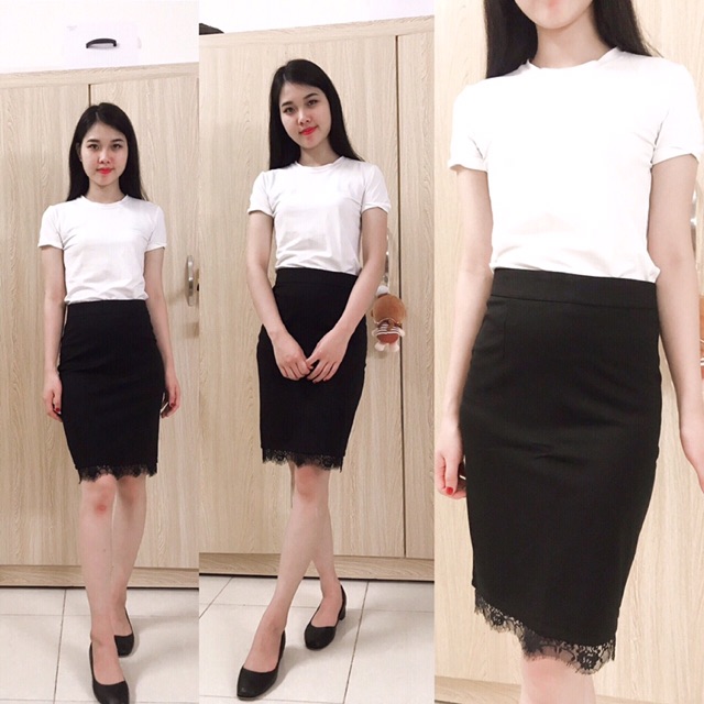 CHÂN VÁY BÚT CHÌ PHỐI REN V03 502 | BigBuy360 - bigbuy360.vn