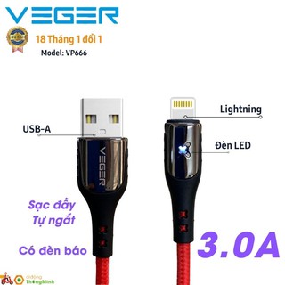 Cáp sạc iphone tự ngắt 1m veger vp-666