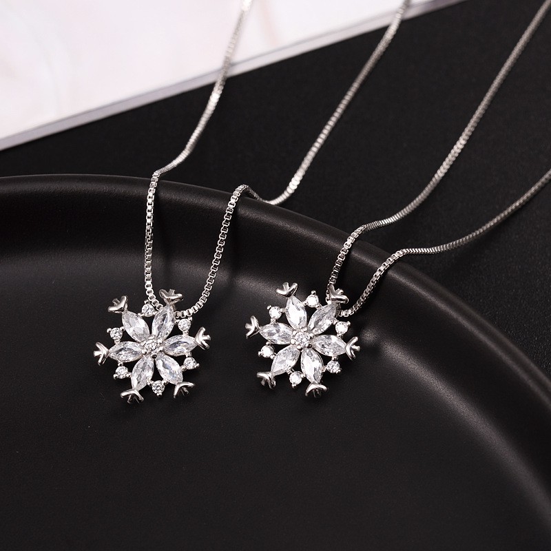 Dây chuyền bạc 925 mặt hình hoa tuyết đính đá thời trang phong cách Hàn Quốc ANTA Jewelry - ATJ3084