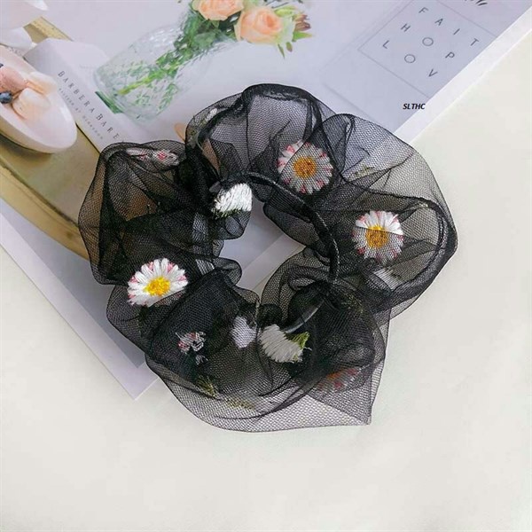 Cột tóc scrunchies lưới hoa cúc HOT TREND nhiều màu cho các bạn nữ