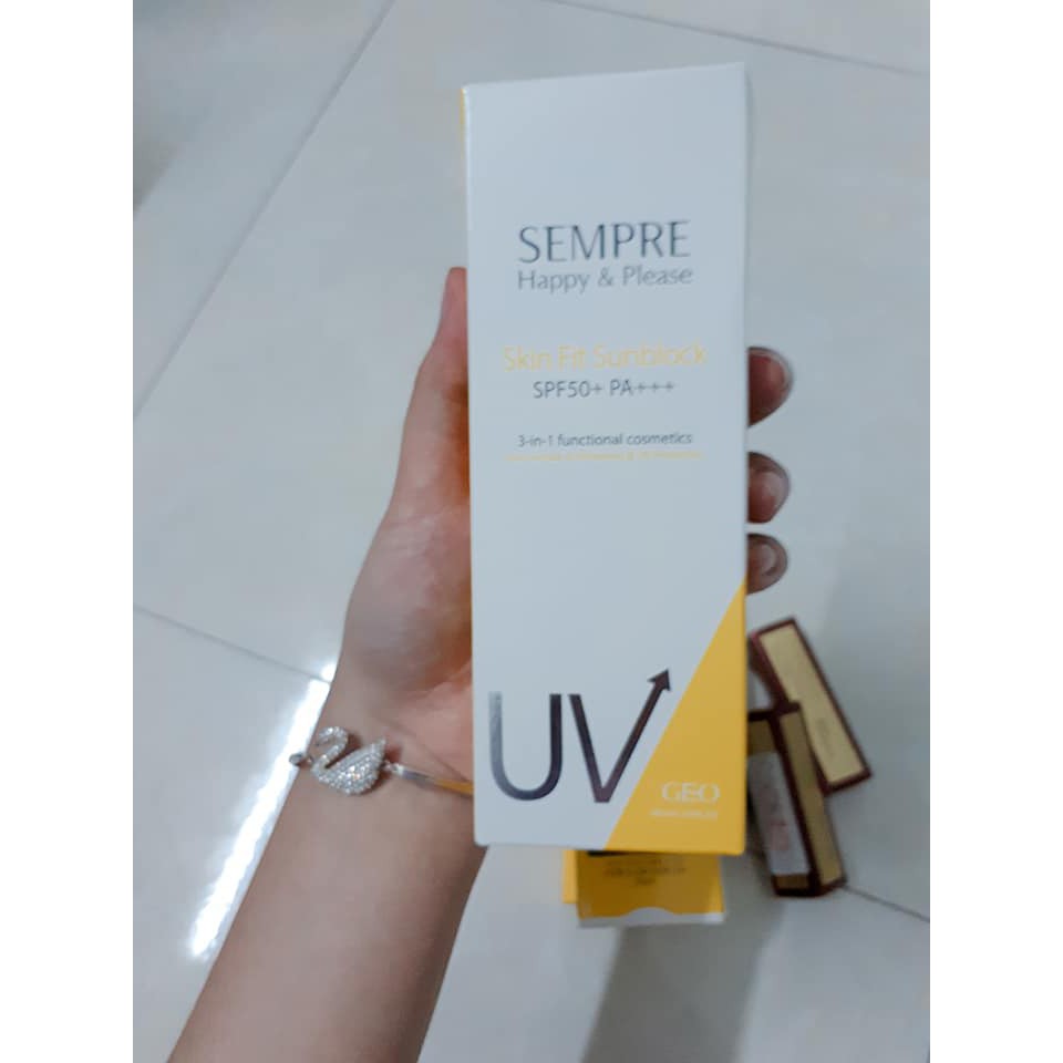 Kem chống nắng Geo Lamy Sempre Happy & Please Skin Fit Sunblock SPF50+ PA+++ 50ml