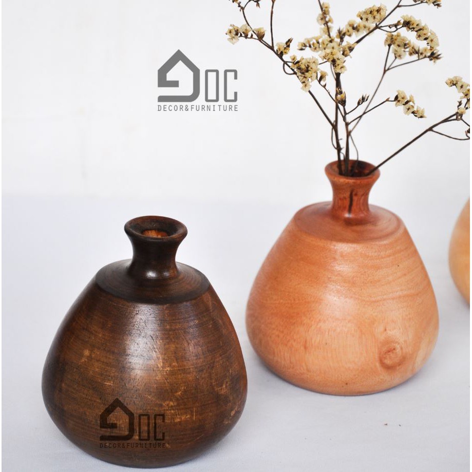 Lọ hoa gỗ, bình hoa gỗ đẹp cắm hoa lụa, hoa khô, hoa giả Góc Decor