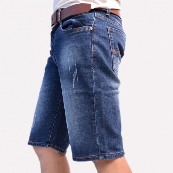 Quần Short Jean Nam Mẫu Cào Sước Nhẹ THOITRANG24H Màu Xanh Đen Phom Đứng Thời Trang Phù Hợp Hơn Với Người Trẻ