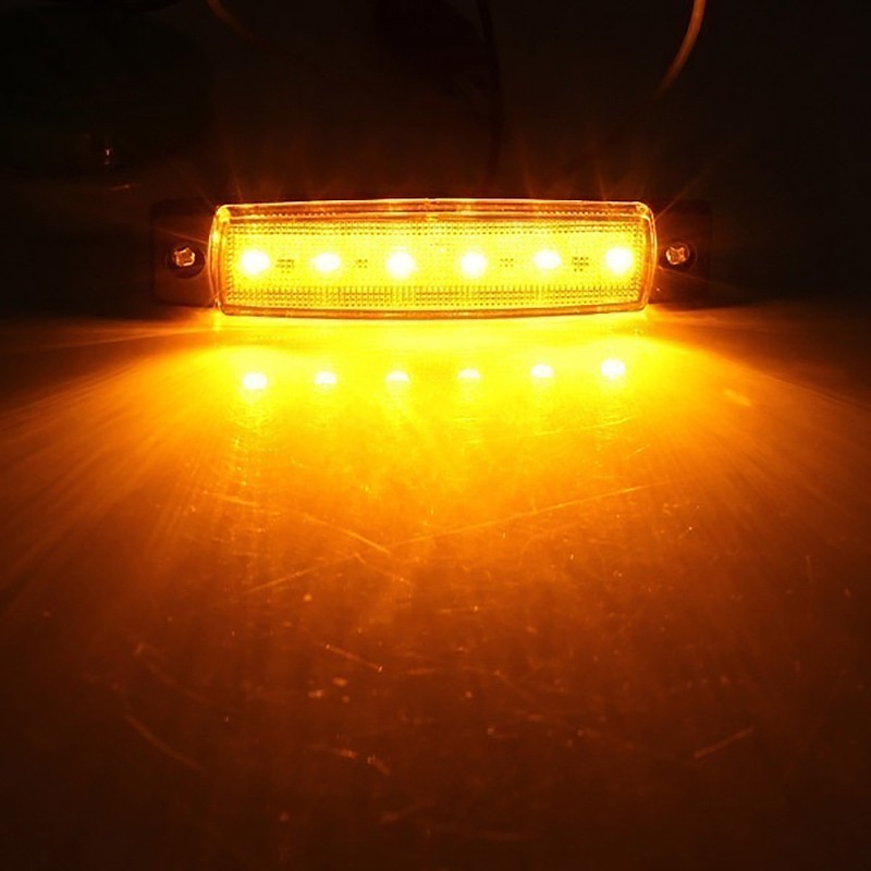 -10X 12V 6LED Side Marker Indicators Lights Lamp Truck Trailer Bus Boat (Color:Amber)