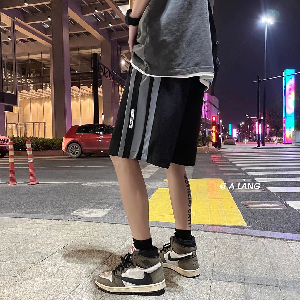 Quần Short Thể Thao Bóng Rổ Ba Sọc Dáng Rộng Thời Trang Mùa Hè Dành Cho Nam Size M-3XL