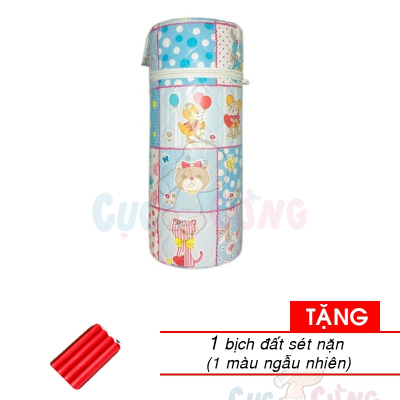 Ủ bình sữa cổ thường Hello BaBy - ĐƠN 3 lớp (lõi nhựa) - họa tiết ngẫu nhiên Tặng 1 miếng đất sét nặn màu ngẫu nhiên