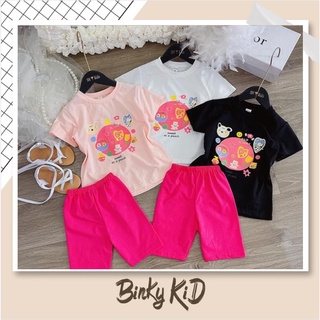 Bộ cộc tay cho bé gái - chuẩn COTTON, in hình Sweet kèm quần ngố, phối hình cực xinh cho bé gái size 9-19KG [CT79]
