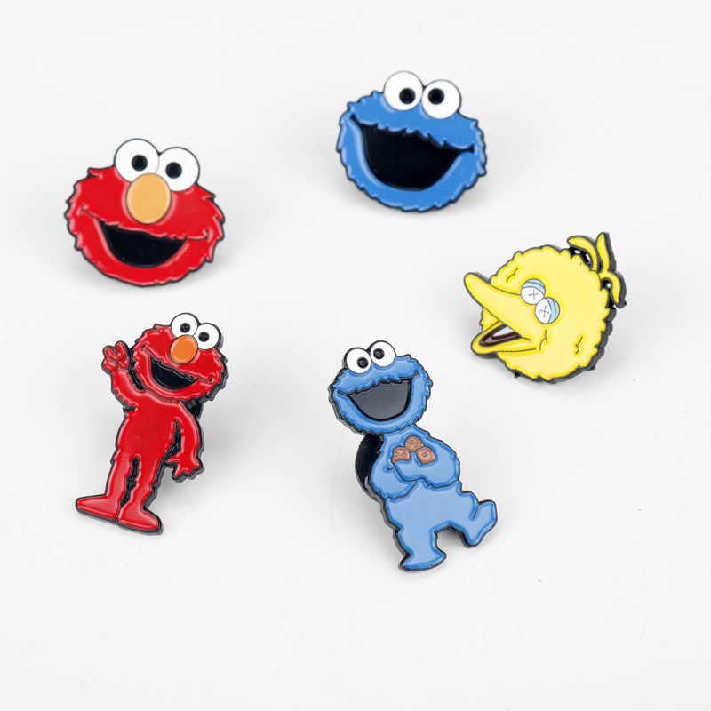 Sesame Street Emo Big Bird Cookie Cookie Hoạt Hình Thổ Cẩm Dễ Thương Sinh Viên Pin halder