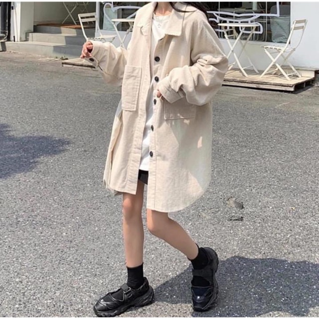 Áo khoác tăm dáng sơ mi unisex sịn sò gê hông nè