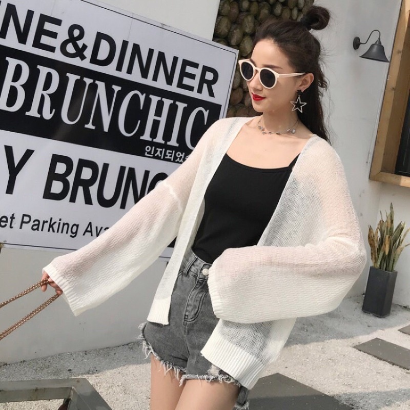 Áo cardigan mỏng dài tay chất len khoác ngoài đi biển