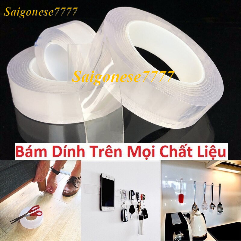 Hàng Loại 1-Băng Keo 2 Mặt Trong Suốt Chất Liệu Silicon Nano Magic Double Sided Sticking Dán Dính Siêu Chắc