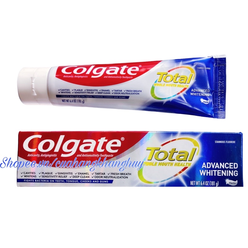 Lốc 5 hộp Kem đánh răng Colgate Total SF Advanced Whitening, Sensitivity Relief 181 g của Mỹ (Mẫu mới)