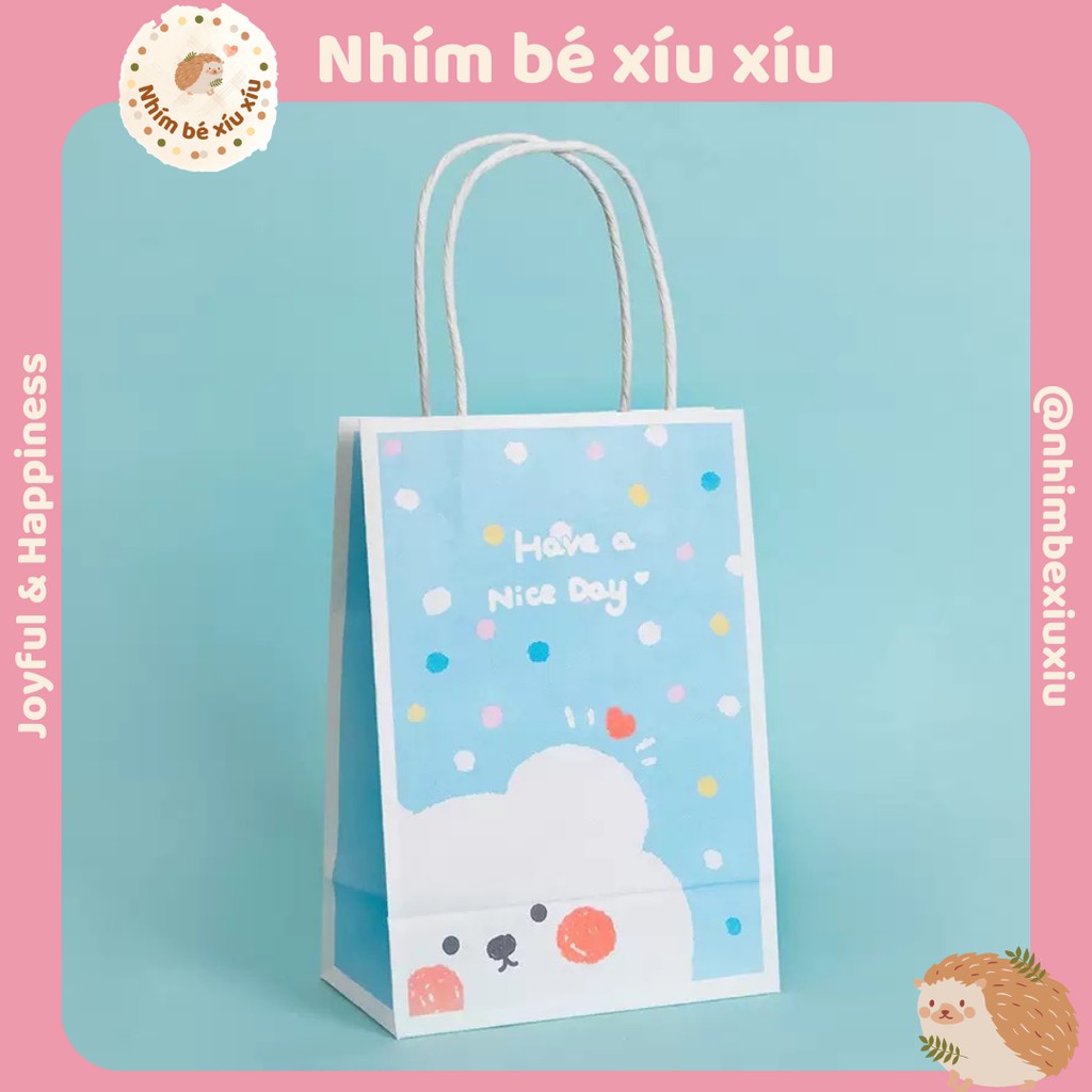 Túi giấy đựng quà tặng có quai xách họa tiết hoạt hình Hàn Quốc dễ thương VT52 | BigBuy360 - bigbuy360.vn
