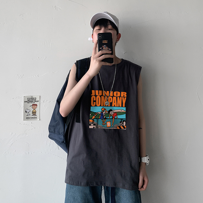 Áo thun nam cổ tròn không tay in hình thời trang kích thước M-3Xl
