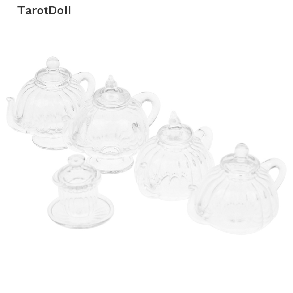 Bình Trà Thủy Tinh Mini Đế Phẳng Trang Trí Nhà Búp Bê Tỉ Lệ 1: 12