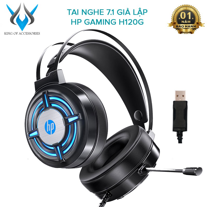 Tai nghe gaming HP H120G led RGB - âm thanh stereo sống động (Đen)