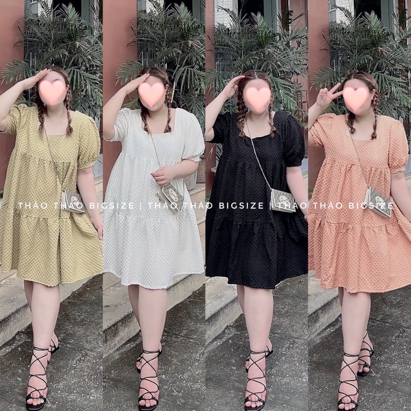 Đầm babydoll chất xốp kim cương cao cấp 4 màu - MÚP BIGSIZE 60-100KG