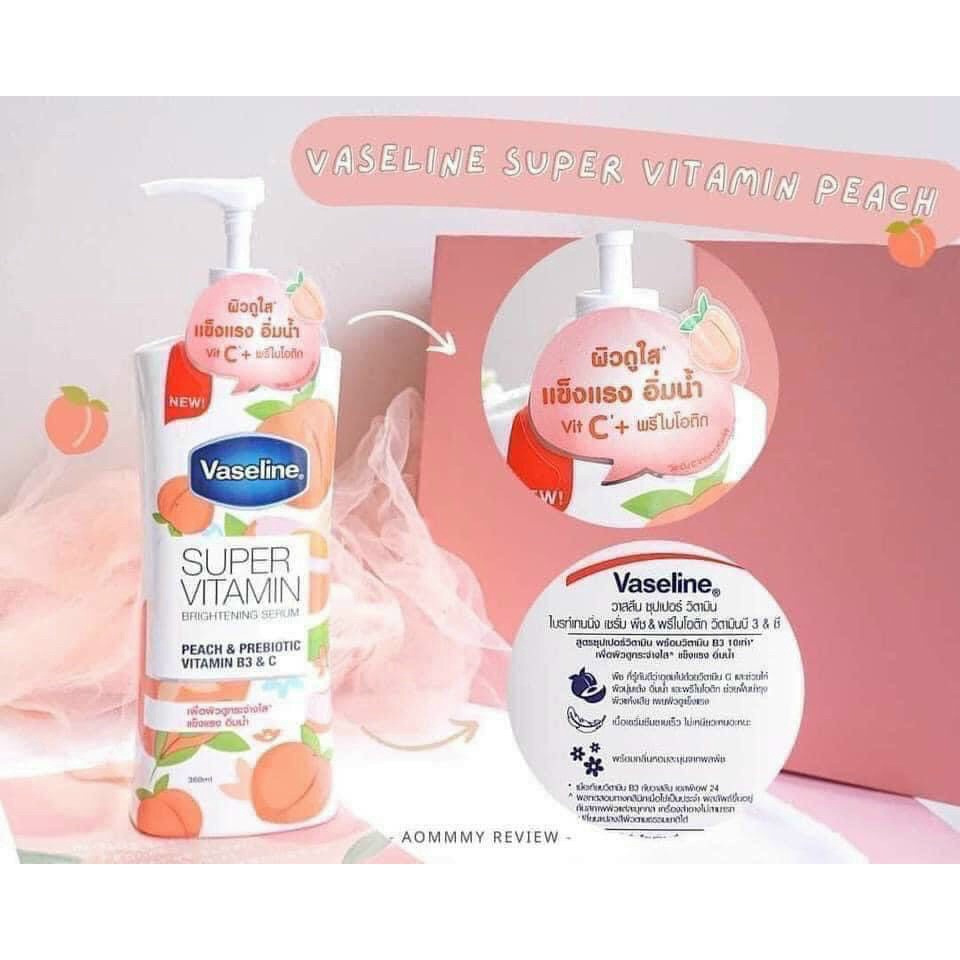 VASELINE DƯỠNG THỂ SUPER VITAMIN PEACH &amp; PREBIOTIC