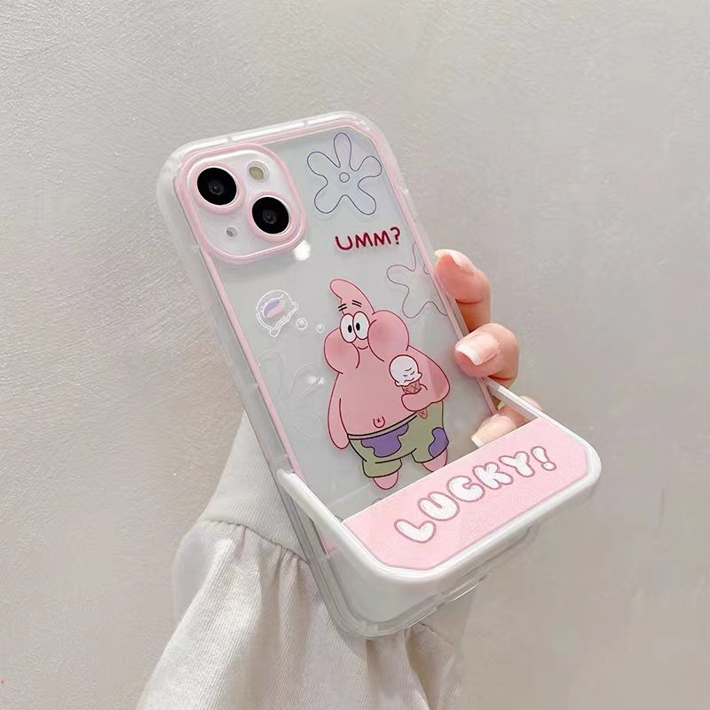 Ốp Điện Thoại Mềm Trong Suốt Kèm Giá Đỡ Họa Tiết Hoạt Hình Cho Iphone11 12 13 Pro MAX X XS MAX XR 6 7 8 Plus