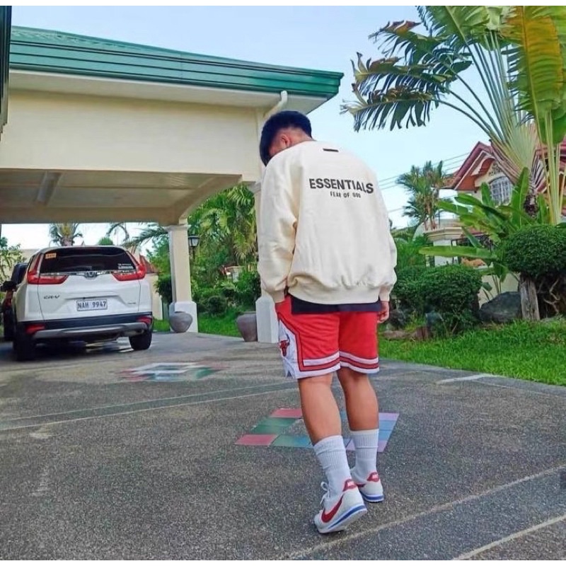 Áo sweater FEAR OF GOD FOG ESSENTIALS SS21 Cream cao cấp, Áo len form rộng ESSENTIALS chất liệu nỉ bông silicon oversize