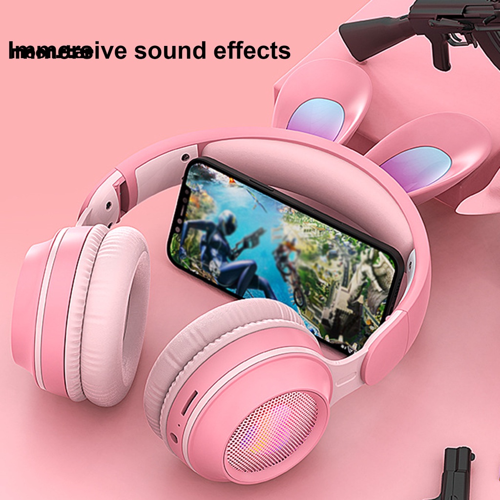 Tai nghe Bluetooth hình tai thỏ tích hợp micro giảm tiếng ồn cho điện thoại