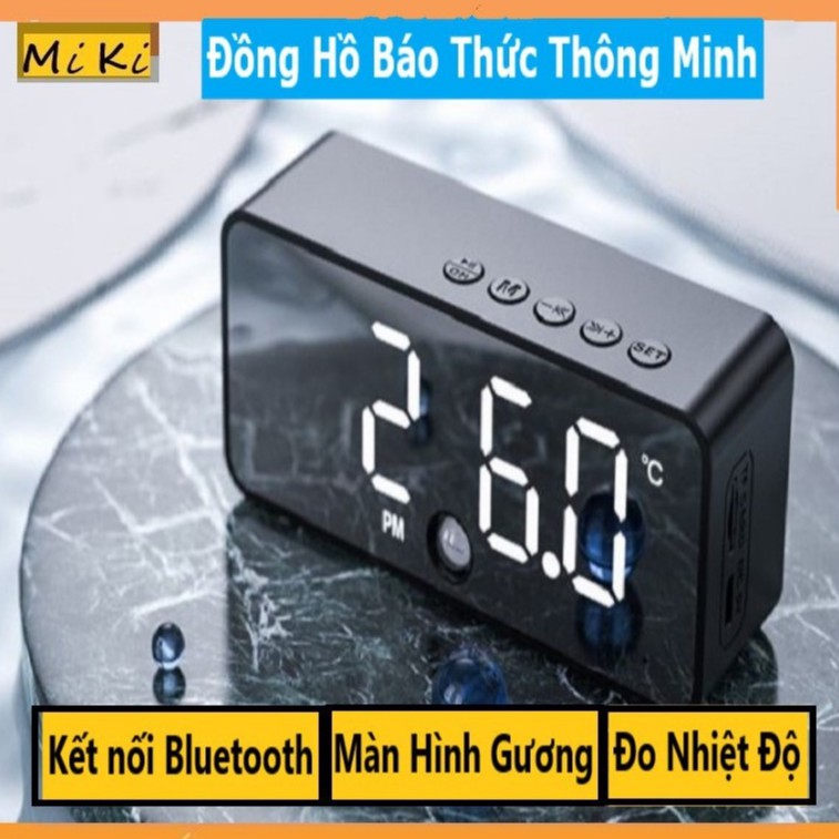 Loa Bluetooth kiêm đồng hồ báo thức Màn Hình Gương LED