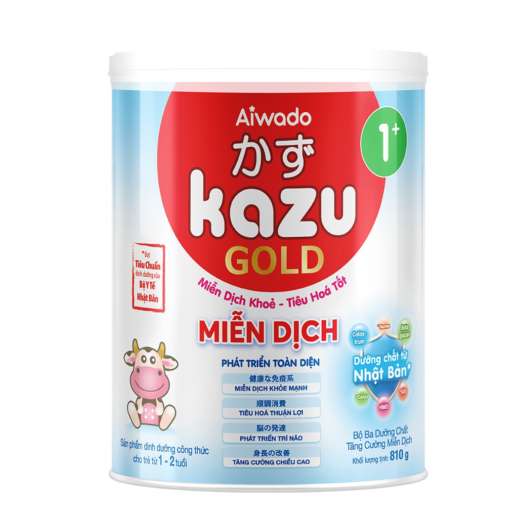 [Tinh tuý dưỡng chất Nhật Bản]  Sữa bột KAZU MIỄN DỊCH GOLD 810g 1+