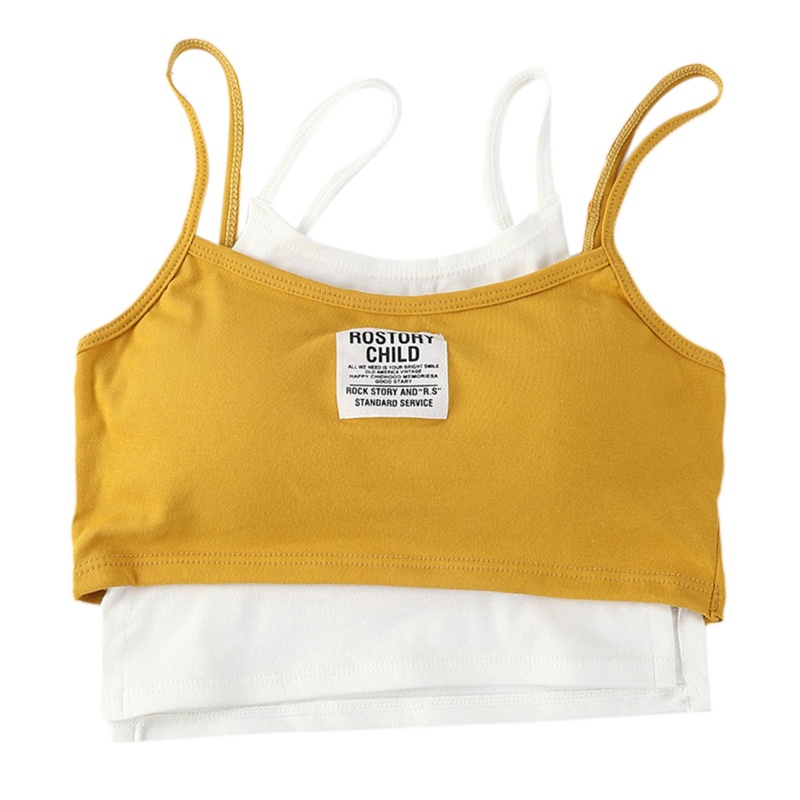 Youyo Áo Ngực Thể Thao Crop Top Giả 2 Mảnh Hình Chữ Cái Khối Màu Có Đệm Không Dây Có Đệm Lót Tập Yoga G Cho Nữ