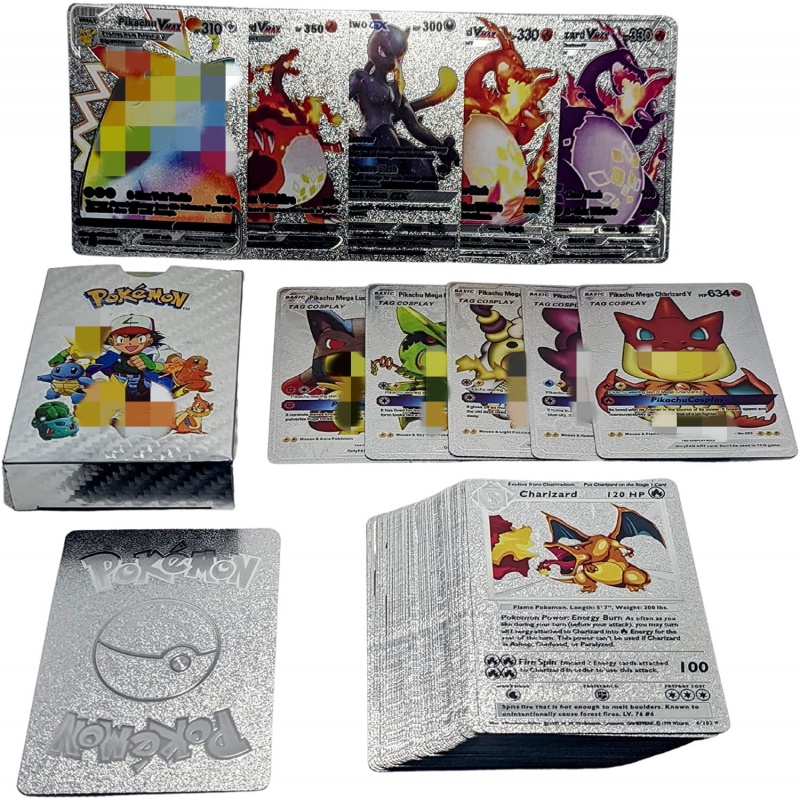 Bộ 55 thẻ bài pokemon kim loại màu vàng kim vmax gx - ảnh sản phẩm 9