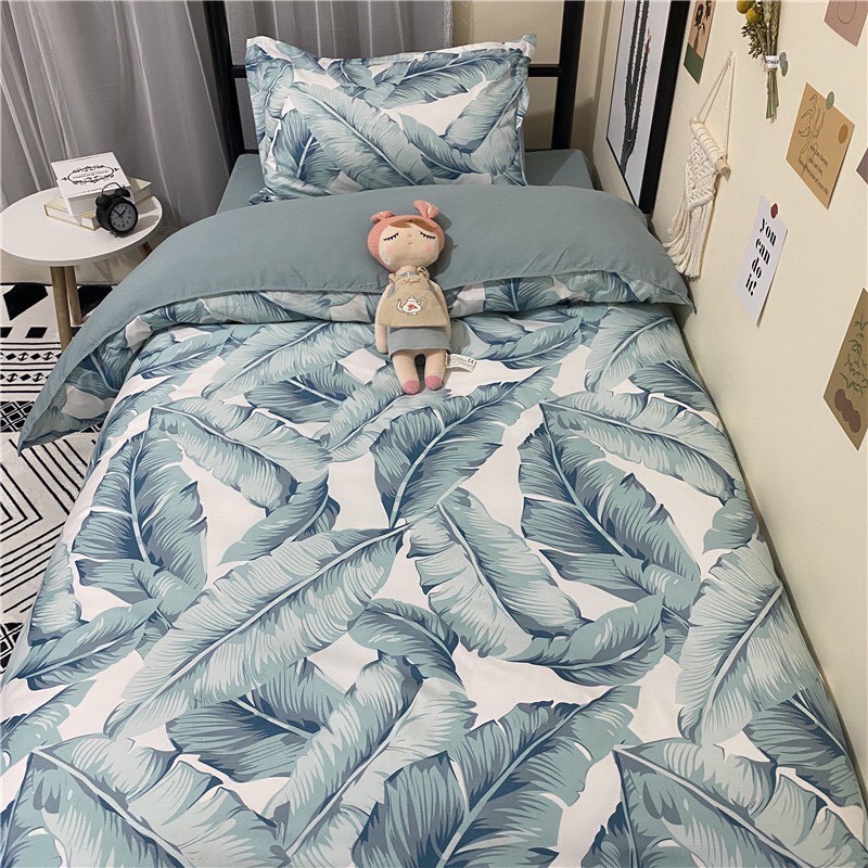 Bộ chăn ga gối Cotton poly M2T bedding, vỏ chăn (mền), drap ga giường và 2 vỏ gối - Pl Lá chuối | BigBuy360 - bigbuy360.vn