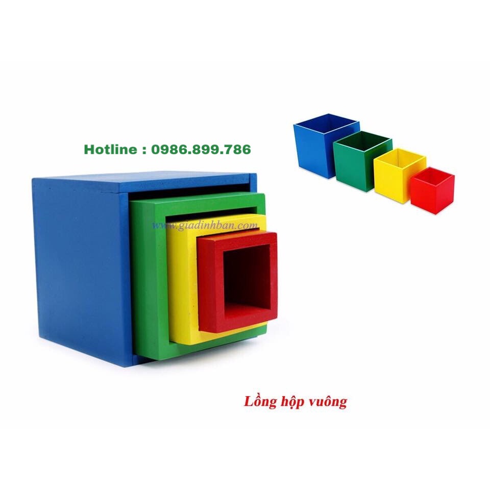 Đồ chơi lồng hộp vuông 4 tầng gỗ cao cấp, đồ chơi xếp chồng lồng hộp thông minh tiêu chuẩn, đồ chơi thông minh cho bé
