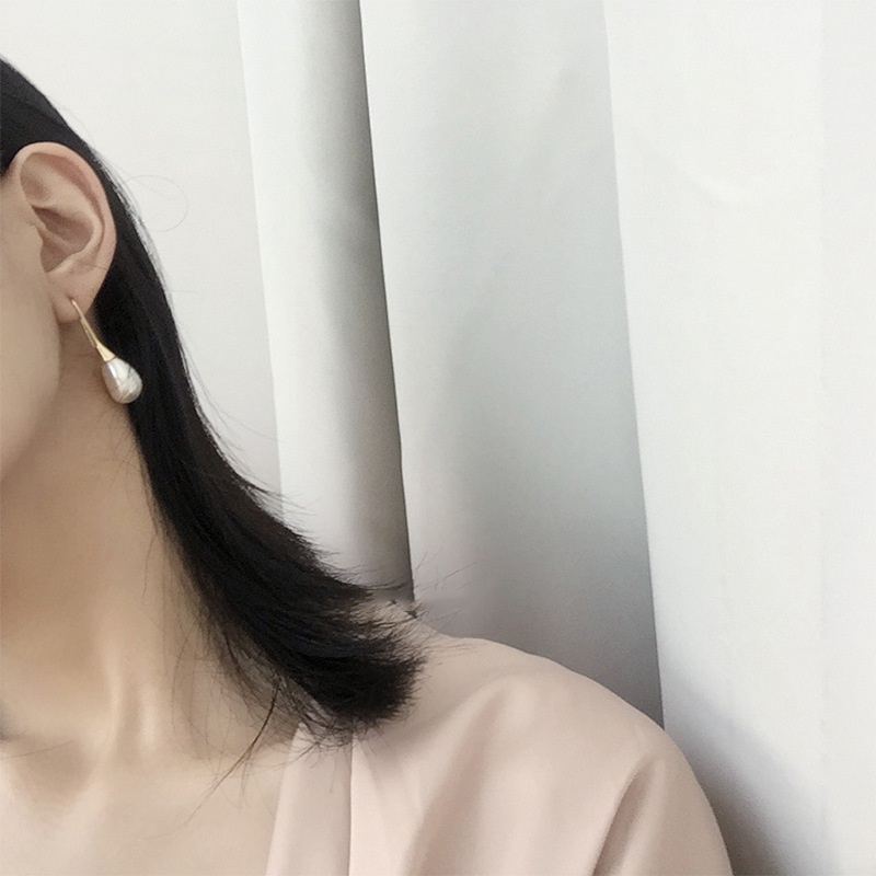 Bông Tai Bạc 925 Hình Giọt Nước Đính Ngọc Trai Phong Cách Hàn Quốc Thời Trang Cho Nữ