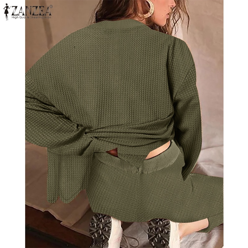 Bộ áo sơ mi và chân váy ZANZEA tay dài sành điệu cho nữ