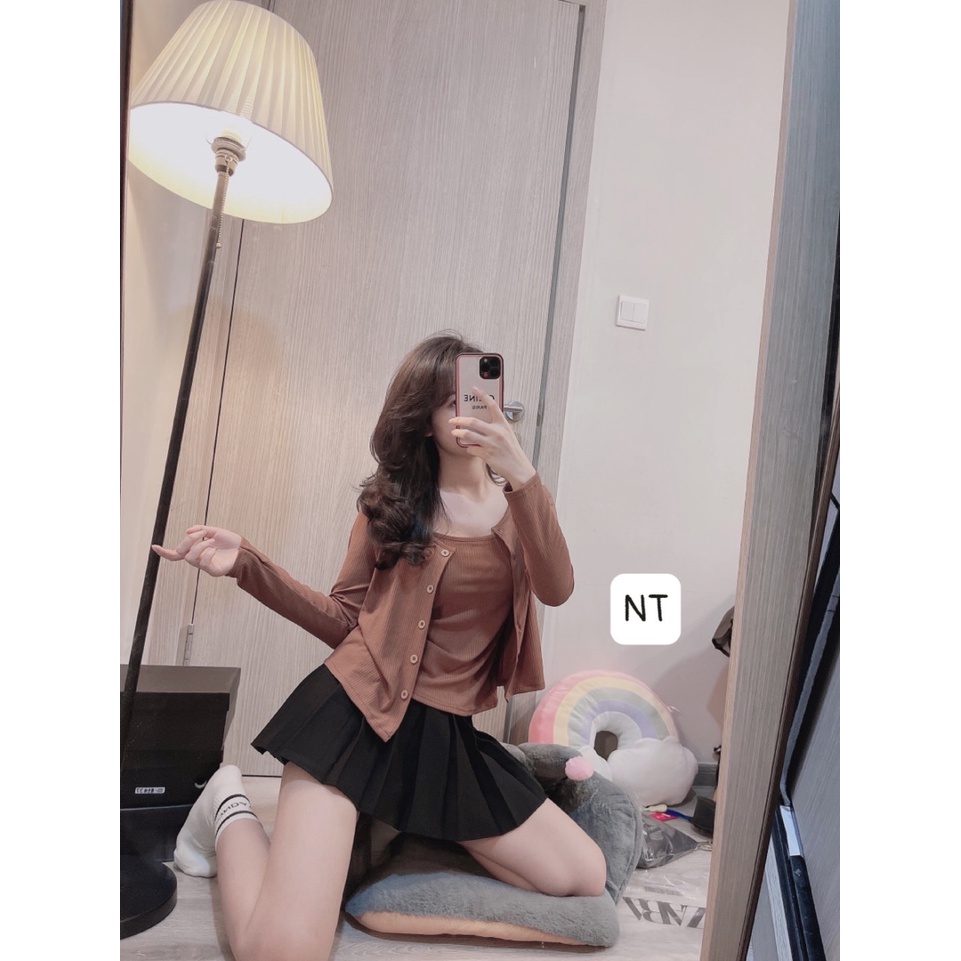 Set Áo Cardigan Kèm Áo 2 Dây Croptop Chất Len Tăm Thu Đông Cá Tính OHO CLOTHING