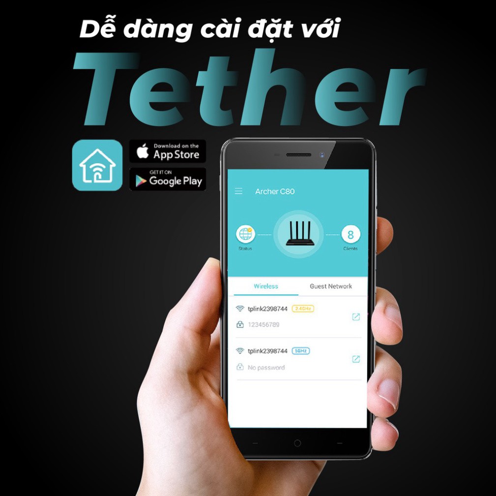 [Nhập PSHTAX10 giảm 20K] Bộ phát wifi TP-Link băng tần kép AC1900 Archer C80 MU-MIMO - Router Gigabit | BigBuy360 - bigbuy360.vn