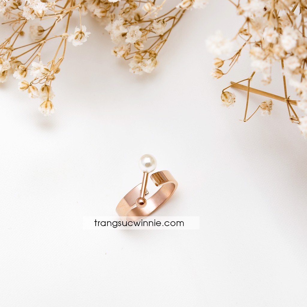 Nhẫn nữ titan pearl cross