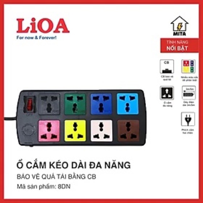 Ổ cắm điện đa năng kéo dài 3m/5m LiOA