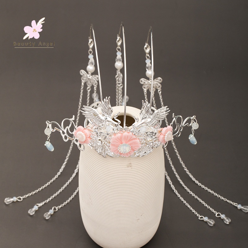 Trâm Cài Tóc Hình Chim Phượng Hoàng Phối Tua Rua Phong Cách Trung Hoa