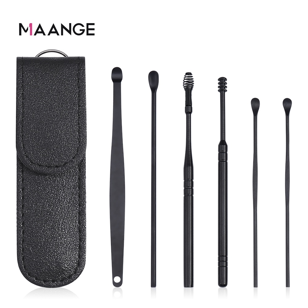 Set 6 dụng cụ lấy ráy tai MAANGE bằng thép không gỉ kèm hộp đựng