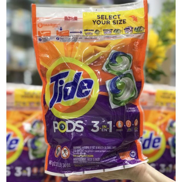 Viên giặt Tide Pods 3 in 1 gói 42 viên của Mỹ