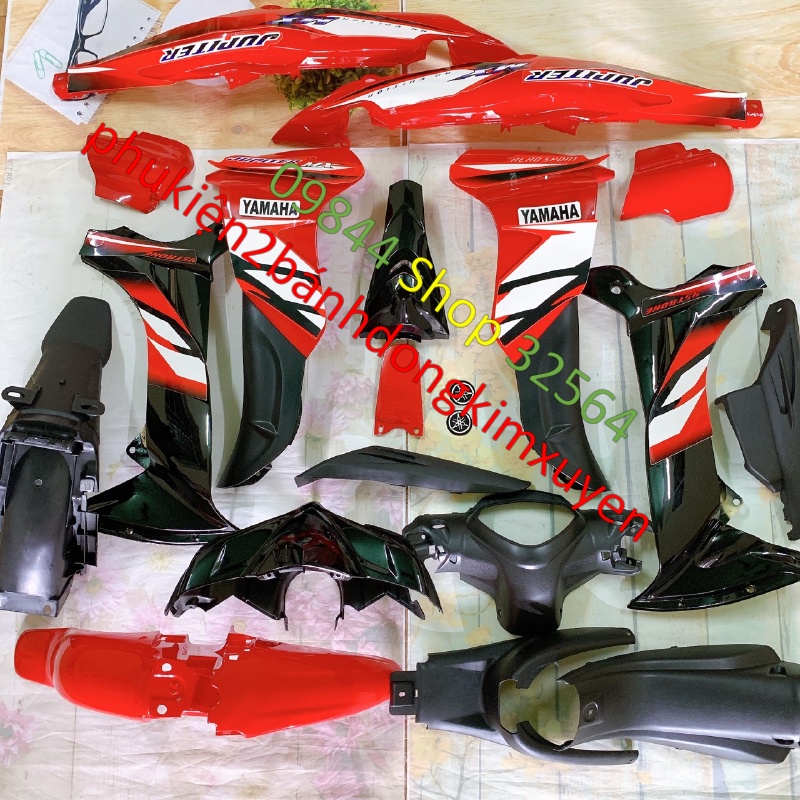 Bộ dàn áo xe JUPITER MX MÀU ĐỎ ĐEN --vỏ nhựa xe JUPITER GRAVITA-nhựa nguyên sinh cao cấp