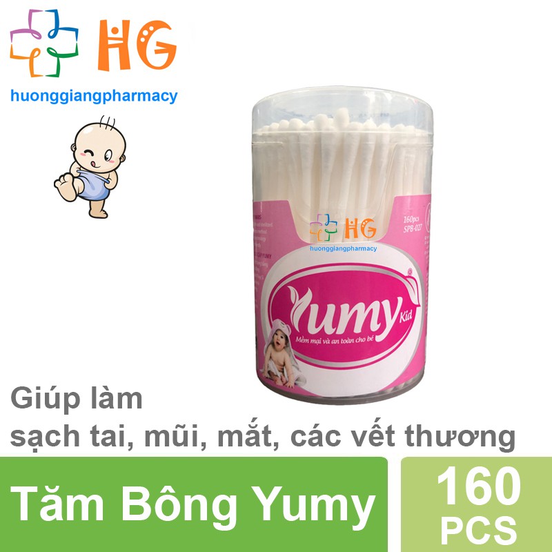 [Mã MKBC245 giảm 8% đơn 400K] Tăm bông Yumy trẻ em (Lọ 160 que)