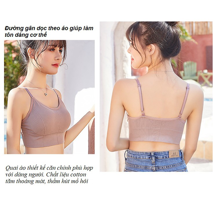 Áo bralette nữ áo bra thun cotton Tăm Hở Lưng Tập Gym 2 dây có chốt chỉnh cỡ PK15 | BigBuy360 - bigbuy360.vn