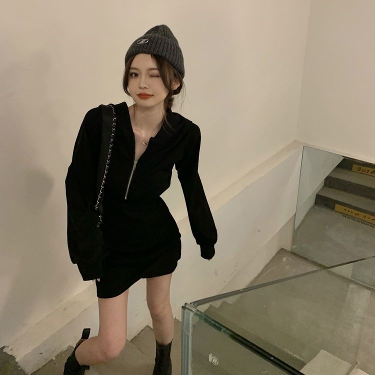 Đầm COZOK tay dài dáng ôm chiết eo thiết kế độc đáo thời trang cho nữ